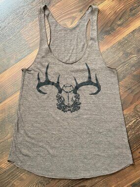 Judith March Racerback Tank Top - Floral Deer Skull & Antlers - Size M